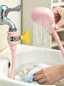 1pc Faucet Extension Shower Head, Portable Handheld Shower Spray, With Adjustable Clip-On Hose, Multi-Purpose For Dorm Hair Washing, Pet Dog & Cat Bathing, Home Sink Cleaning, Drill-Free Easy Installation - Multicolor - View 5