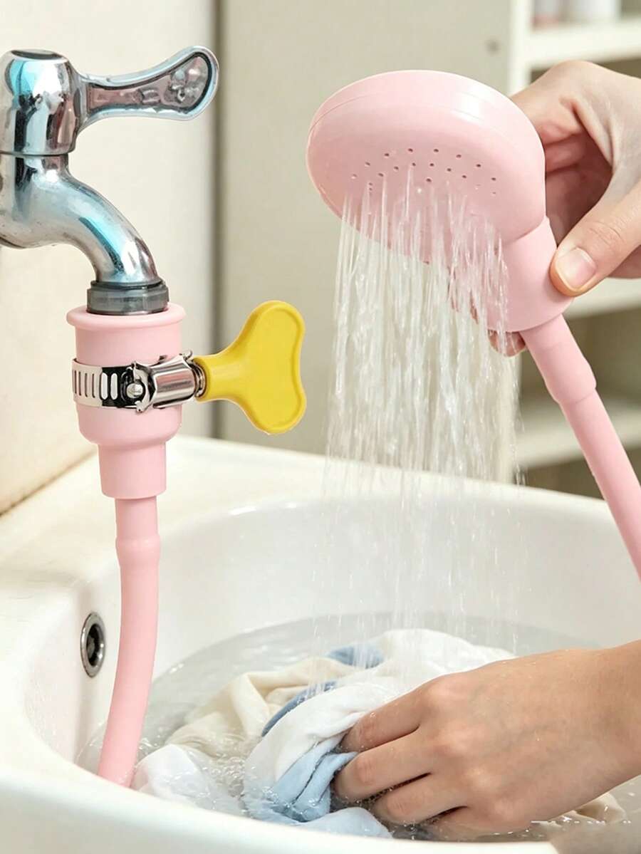 1pc Faucet Extension Shower Head, Portable Handheld Shower Spray, With Adjustable Clip-On Hose, Multi-Purpose For Dorm Hair Washing, Pet Dog & Cat Bathing, Home Sink Cleaning, Drill-Free Easy Installation - Multicolor - View 1