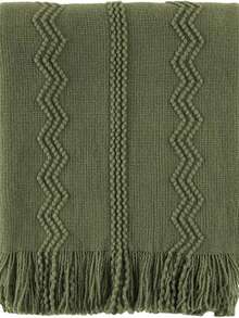 1 buah Selimut Rajut Minimalis Warna Polos, Ramah Kulit, Bernapas, Cocok untuk Musim Gugur/Musim Dingin, Sofa, Tempat Tidur, dan Serbaguna - Dark Green - View 9