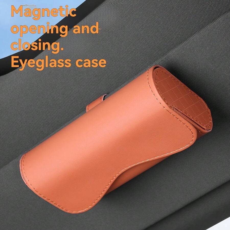 Automatic Magnetic Closure Eyeglass Case, Durable PU Leather Fashion Glasses Pouch, Scratch-Resistant Portable Eyewear Storage Organizer - Multicolor - View 1