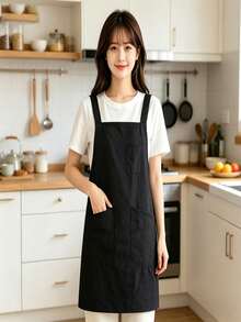 1/2Pcs Reversible Japanese And Korean Style Utility Apron, Waterproof Adjustable Work Apron With Front And Back Pockets, Perfect For Daily Use In Kitchen, Coffee Shop, BBQ, Hair Salon, Hotel, Catering, Painting, Etc. - Multicolor - View 6