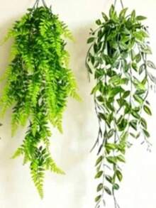 1件/4件套悬挂式绿植套装 - 曼陀罗桉树仿真花，逼真的仿藤蔓，塑料材质，室内/室外悬挂装饰，适用于婚礼/办公室/客厅/阳台和桌面，低维护仿真植物（不含花盆） - 綠色 - 查看 13