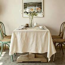 1pc New Classic White Crinkle Tablecloth And 6pcs White Crinkle Fabric Set - White - View 2