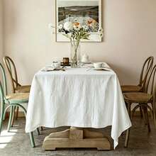 1pc New Classic White Crinkle Tablecloth And 6pcs White Crinkle Fabric Set - White - View 1