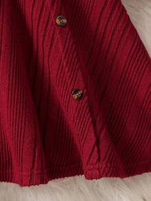 Girls' Spring/Autumn New Christmas Fashion Casual Long Sleeve Dress - Burgundy - View 4