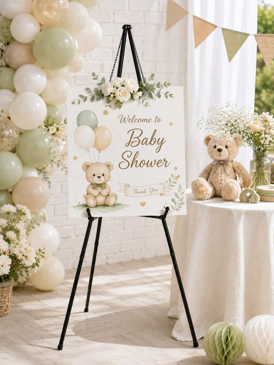 1pc 66 Inch Foldable Easel Stand, Baby Shower Party Sign Easel Stand - Portable Display Stand - Holds Up To 5lbs, Suitable For Baby Shower Party Banners - Multicolor - View 1