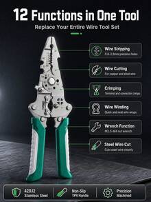 Multifunctional Wire Stripper, Anti-Slip Fast Stripping And Cutting, Stripping Range 0.8-2.6mm², Suitable For Professional Electricians, Foldable Wire Stripper. Applicable To Electrical Engineering, Home Appliance Repair, Home Renovation, Automotive Repair And Marine Maintenance. - 12-in-1 Wire Stripper - View 9