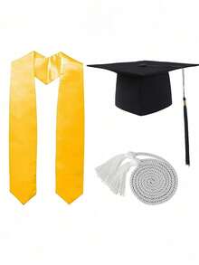 Conjunto de vestimenta de graduación: Birrete de graduación, borla de graduación, set de accesorios de bata de graduación - Bata de graduación, borla de graduación, cordón de honor - Multicolor - Ver 4