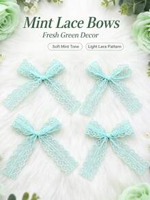 20pcs/Lots 8*11cm Multicolor Lace Bows, Decorative Hollow Lace Ribbon Bows, Soft Handmade Bow Ornaments For Gift Wrapping, Wedding, Party, DIY Craft, Hair Accessories Decoration - Lace Bow - View 17