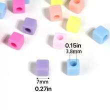 100PCS/300PCS Acrylic Colorful 7mm Square Beads Macaron Color Large Hole Square Beads Suitable For Handmade DIY Beaded Bracelets Necklaces Jewelry Crafts Accessories Making - Colorful Square Beads - View 6
