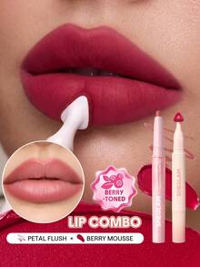 SHEGLAM [2Pcs] Marshmallow Puff Lip Blur Pen & Cloudline Blur Lip Liner Bundle Set - Petal Flush+331 Berry Mousse - View 1