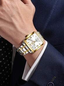 OLEVS 2969 Men Watch Business Original Brand Waterproof Luminous Quartz Watch Large Dial Automatic Date Square Watch - One Size - View 3