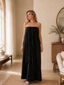 1PC Long Strapless Terry Towel Bath Wrap Dress With Custom Embroidery,Customizable Text Detail And Adjustable Tie Closure,4 Size Choices For Indoor Home Space, Home Essential For Bathroom And Bedroom,Nice Holiday Gift Option For Household Family - Multicolor - View 9