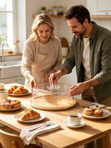 Round Pastry Plate, Suitable For Holding Cakes, Cookies And Bread. It Is Dust‑Proof And Insect‑Repellent With A Transparent And Attractive Design. Ideal For Parties And Afternoon Tea, It Offers A Simple And Elegant Display. - Multiple Specifications - View 3