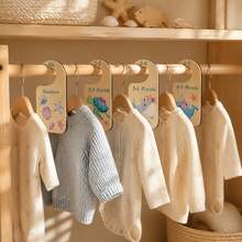 8pcs Baby Wardrobe Size Divider Tags, Double-Sided Wooden Hanger Dividers, Baby Clothes Storage Organizer - Clothing Divider - View 4