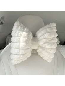 1pc Soft Plush Bow Design Car Headrest Neck Pillow, Comfortable Car Seat Cushion For Winter, Neck Support Pillow, Available In Multiple Colors - A - View 16