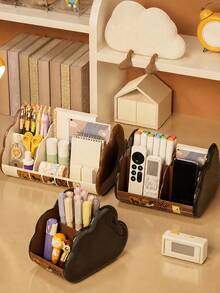 Large Capacity Makeup Organizer Panels Multi-Purpose Desk Organizer Basket Multi-Panel Remote Control Holder For Storing Remote Controls Cosmetics Stationery For Bedside Table Living Room Office Back To School Room Bathroom Decor Essential Accessories - Multicolor - View 5