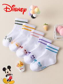 10/5/1 Pair Disney Cartoon Character Mid-Calf Socks For Kids, Christmas Socks, Student Daily Wear, Back To School - Multicolor - View 3