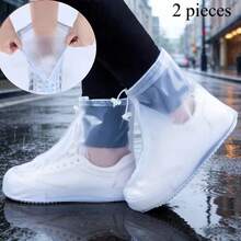 2pcs/Pack Zipper Waterproof Shoe Covers, Thickened Waterproof Shoe Covers, Stain-Resistant Design, Unisex Rain Shoe Covers, Waterproof Layer Rain Boots, Reusable PVC Rain Boot Covers, Hand Washable, Wear-Resistant Non-Slip, Suitable For Men And Women - Multicolor - View 3