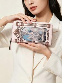 Dompet Panjang Wanita Modis Retro Lucu Motif Kelinci 2026, Dompet Clutch dengan Ilustrasi Bordir dan Resleting, Dompet Gaya Feminin dengan Banyak Slot Kartu dan Rantai, Dompet Panjang Selempang Satu Bahu, PU - MultiWarna - View 12