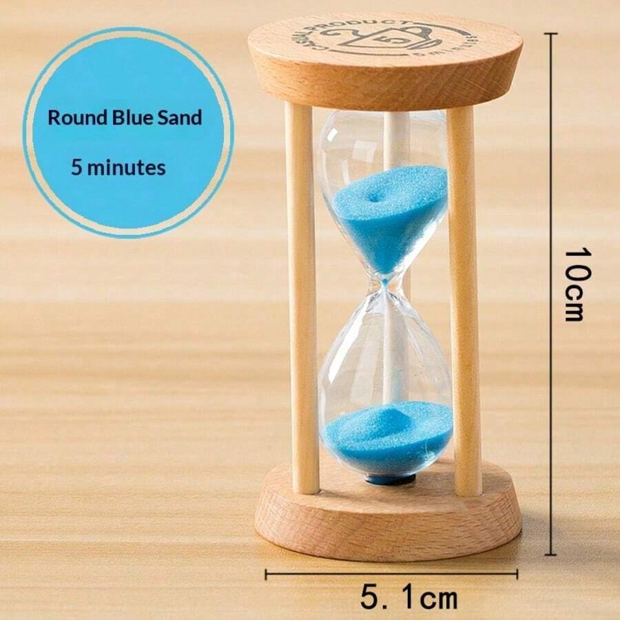 Round Wooden 5-Minute Timer, Multiple Sand Colors Available! Solid Wood Frame With High-Transparency Glass, Compact And Portable, Space-Saving, Perfect For Brushing Teeth, Study Self-Discipline Timing, Gentle Healing Desktop Decor, Anti-Drop Durable And Stylish