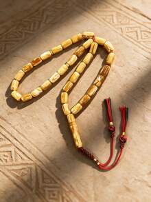 33-Bead Muslim Prayer Beads, 9*16mm Cylindrical Beeswax Texture Handmade Braided Rope Tasbih, Long-Lasting Fragrance 1-3 Years, Islamic Prayer Recitation Handheld Beads, Handmade Knotted Tassel Design, Natural Bead Texture, Portable Misbaha Prayer Beads, Durable Braided Rope, Suitable For Daily Prayer And Recitation, Can Be Used For Personal Wear Or Given As A Gift, Classic Popular Islamic Religious Handheld Accessory - Amber Style [Scented] - View 6