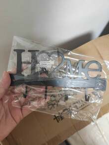 1pc Heart & HOME Letter Wall-Mounted Key Holder Rack, No-Drill Entryway Storage Rack With Hooks, Living Room & Hallway Decorative Shelf, Sturdy Metal Material, Black Aesthetic Style, Suitable For Home, Office, Mudroom, Can Hang Car Keys, Handbags, Keychains, Room Decor, Office Desk Accessories, Kitchen Decor - Multicolor - View 11