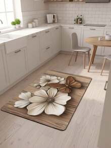 1pc Butterfly Flower Bathroom Mat, Bathroom Decor Mat! Vintage Floral Butterfly Diatomaceous Earth, High-End Decorative Carpet, Cool Tone Decor, Suitable For Living Room, Bedroom, Diatomaceous Earth, Bathroom Mat, Bathroom Carpet, Door Mat, Small Carpet, Carpet, Mat, Home Decor, Area Rug - Multicolor - View 4