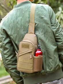 Tactical Chest Bag, Shoulder Bag, Men's Multifunctional Diagonal Cross Backpack, Waist Bag - Brown - View 8