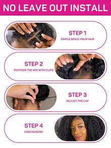 ISEE Wig Jahit Bentuk V Rambut Manusia Afro Keriting Wig Bentuk V Alami Kepadatan 180% Wig Tanpa Lem 14-16 Inci Bob 18-30 Inci Panjang Normal Rambut Mentah Belum Diproses - S1 - View 8
