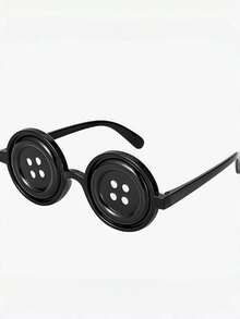3/2/1pc Style Button Eye Glasses, Cosplay Round Glasses For Halloween Party Costume Prop - View 2