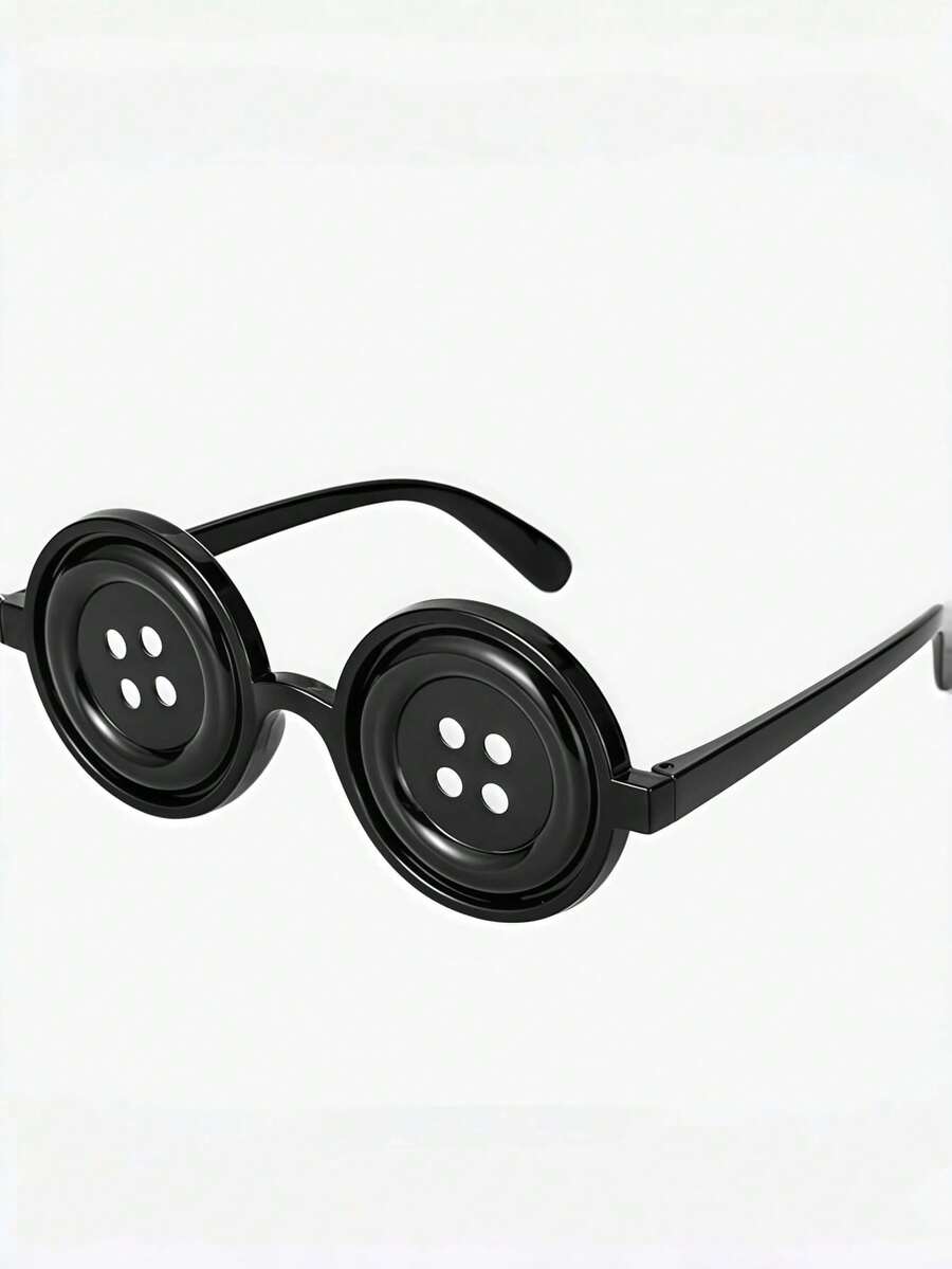 3/2/1pc Style Button Eye Glasses, Cosplay Round Glasses For Halloween Party Costume Prop