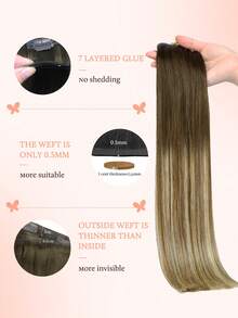 DOORES 14-24 Inch Seamless Clip-In Hair Extensions, 130g-160g 7pcs Real Human Hair Invisible PU Skin Weft, Walnut Brown To Grayish Brown And Bleached Blonde (B), Natural Remy Straight Hair - S3/8/613 - View 3