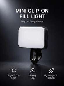 1pc Portable Selfie Fill Light With Clip, Suitable For Phone Camera, Video Conferencing, 3 Lighting Modes, Rechargeable, Compact, Suitable For Laptop/Phone/Tablet/Zoom Meeting/Makeup, Ideal Choice For Selfie And Live Streaming, Portable Fill Light - Multicolor - View 2