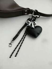 Yogodlns Flame Sexy Red Lips Keychain, Creative Bag Leather Heart Pendant Charm, Valentine's Day Gift Accessory, Creative Minimalist Rope Pendant - Multicolor - View 5