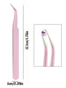 2 Pieces Pink Nail Art Dotting Pen Tweezer Rhinestone Acrylic Flatback Drill Long Box Decoration Manicure Tool Nail Set - Pink - View 6
