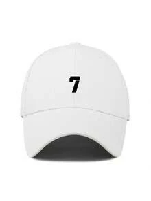1pc Men's Printed Number Pattern Adjustable Baseball Cap, Casual Minimalist Style, Suitable For Daily Wear - White - View 1