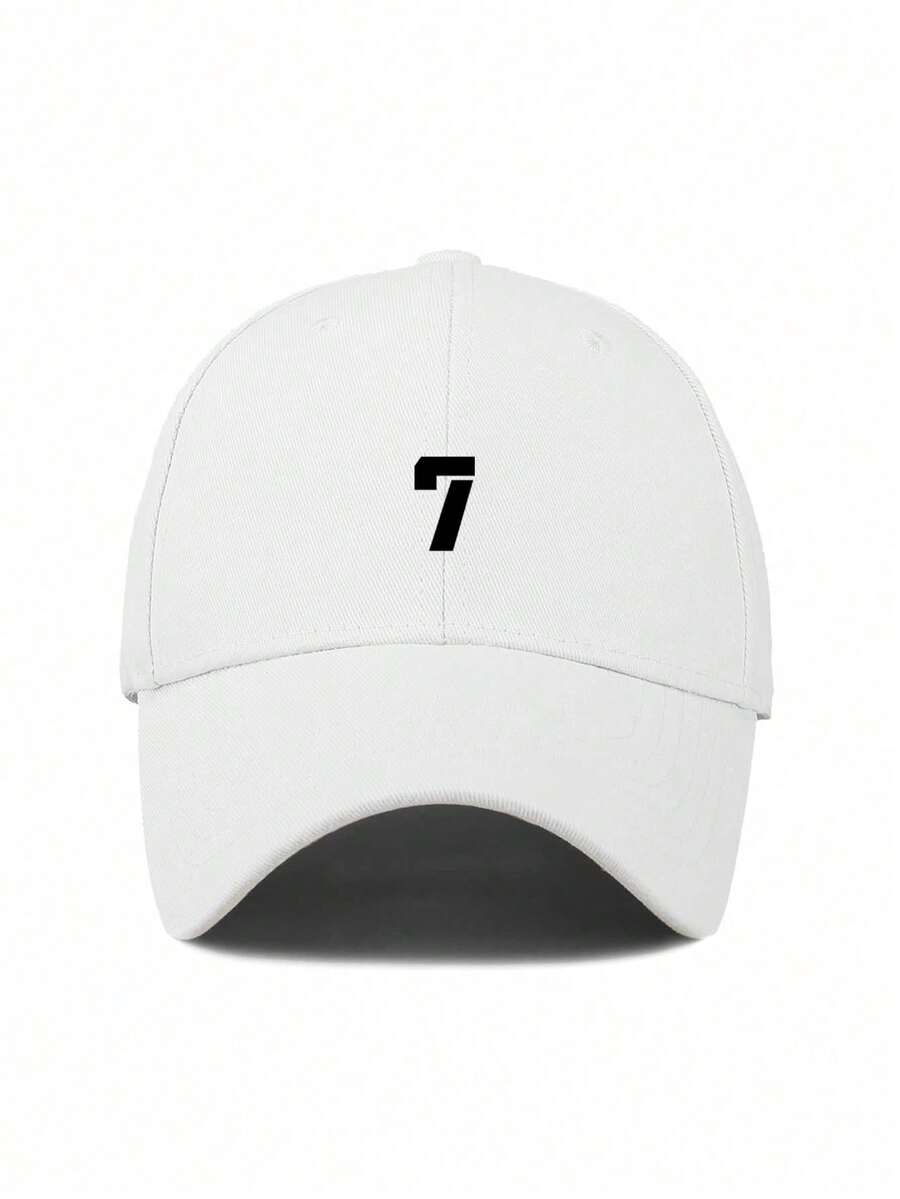 1pc Men's Printed Number Pattern Adjustable Baseball Cap, Casual Minimalist Style, Suitable For Daily Wear - White - View 1