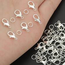 180pcs/360pcs DIY Jewelry Clasp Accessories Including Lobster Clasp And Jump Rings, Suitable For DIY Woven Jewelry, Necklaces, Bracelets, Anklets, Bags, Keychains, Spring Connectors, Phone Chain End Clasps, Pendant Hooks, DIY Jewelry Making Materials - Lobster Claw & Jump Ring - View 2