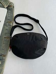 Fashionable Commuting Multi-Compartment Large Capacity Shoulder Crossbody Oval Bag Lightweight Casual Phone Coin Small Round Bag - Black - View 6