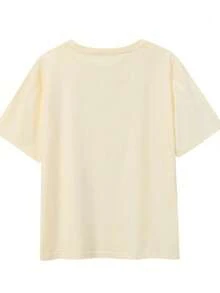 Kaos Wanita Kasual Motif Cetak Leher Bulat Lengan Pendek Gaya Liburan Pohon Natal Atasan Sehari-hari - Aprikot - View 2