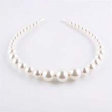 1pc Elegant Faux Pearl Headband, Classic High-End Style, Suitable For Daily Wear, Birthday, Organizing Bangs - White - View 1