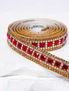 1pc Self-Adhesive Crystal Decorative Strip Suitable For DIY Crafts And Versatile Decorative Rhinestones - Red - View 7
