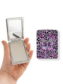 1pc Y2K Leopard Print Portable Makeup Mirror, Double-Sided Folding Pocket Mirror, PU Leather Travel Makeup Mirror (Leopard, Heart, Bow, Cherry, Lips, Glitter & Rhinestone Patterns), Mini Handheld Makeup Mirror For Women, Y2K Style Beauty Accessory Gift - Multicolor - View 15