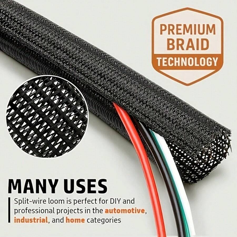 Cable Protector Sleeve For Wires, Cables And Data Lines, Split Tube For Power Cords, Audio/Video Cables - Desktop PC, TV, Computer Cable Organizer, Pet Chew Protection