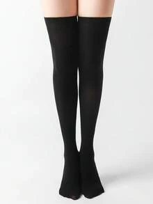Women's Solid Color Minimalist Over-The-Knee Socks, Comfortable For Everyday Wear - White - View 7
