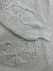 3D Floral Embroidered Rope Long Loose Slouchy Cardigan Sweater, Suitable For Casual, Date, Vacation Wear In Autumn/Winter - Light Khaki - View 8