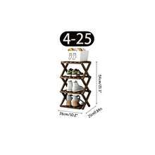 1pc Bamboo Minimalist No-Assembly Folding Shoe Rack, Entryway Storage Shelf, Multi-Layer Options, Suitable For Small Rooms And Student Dorms - Brown - View 14