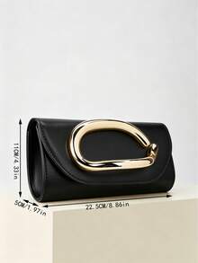 REMANLAND Retro Solid Color Clutch Bag, Versatile Mini Purse, Fashionable PU Leather Handbag Suitable For Weddings, Parties, Galas, Dinners And Other Occasions - Black - View 4