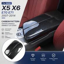 1 Set Carbon Pattern Center Console Armrest Lid Cover, Anti-Scratch Interior Trim Protection For BMW X5 X6 E70 E71 2007-2014, Car Interior Styling Accessories - E70 E71 - View 2
